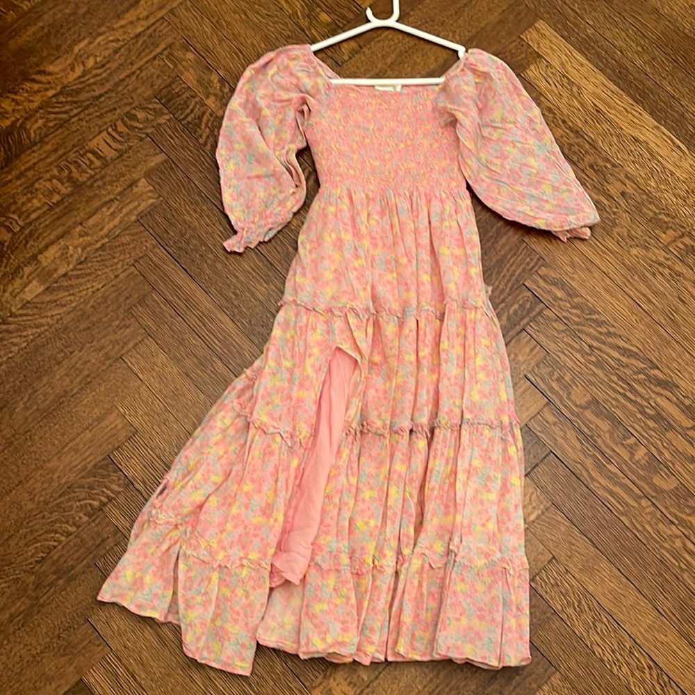 LoveShackFancy pink floral dress
